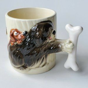 Vintage Japan Hand Painted Dog Coffee Cup Mug